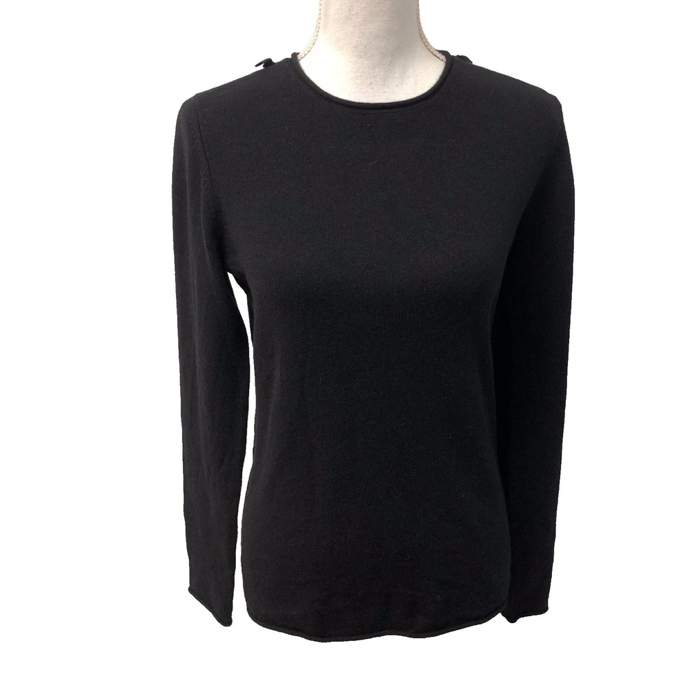 Tory Burch Cashmere Sweater Jumper Womens Small Black Classic Old Money Basic